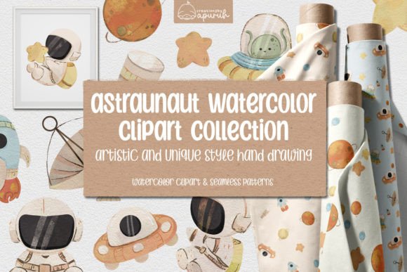 Astronaut Watercolor Clipart Nursery Illustrations