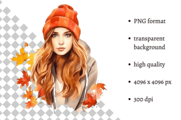 Beautiful Watercolor Autumn Girl Illustrations