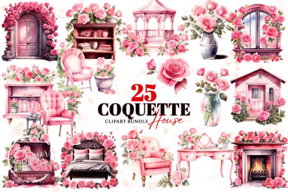 Coquette Cozy House Illustrations for Editorial Design