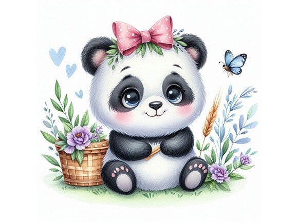 Cute Watercolor Baby Panda Illustrations for Branding