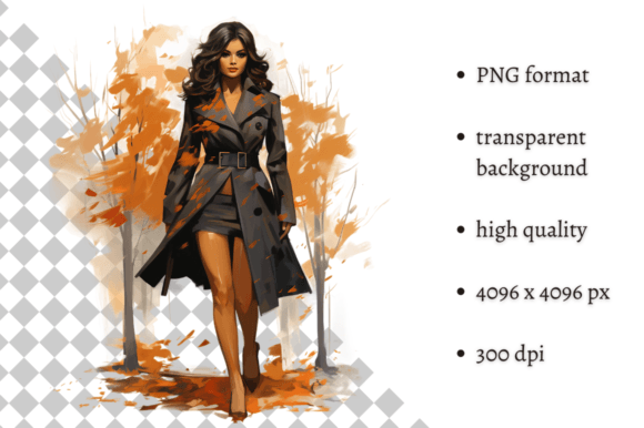 Elegant Watercolor Autumn Woman Illustrations