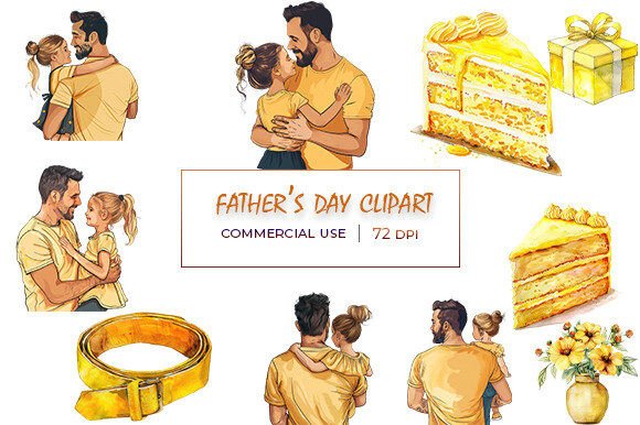 Father's Day Watercolor Clipart: Illustrations for Crafters