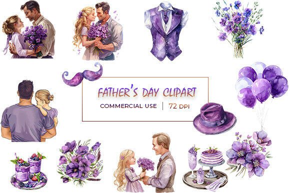 Father's Day Watercolor Illustrations for Editorial Design