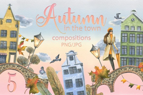 Houses in Autumn Watercolor Clip Art Review