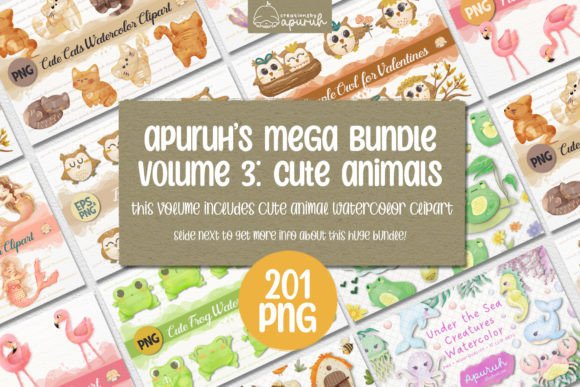 Mega Bundle VOLUME 3 Animal Watercolor Illustrations