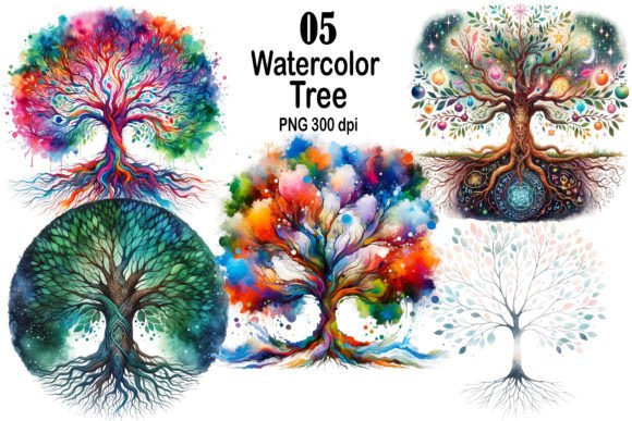 Spring Trees Watercolor Clipart Bundle: Illustrations Review