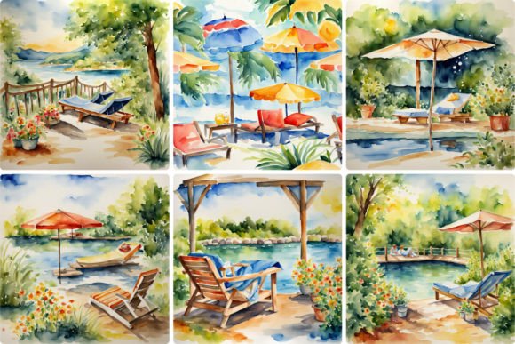 Tranquil Summer Scene Illustrations for Branding