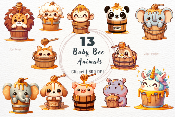 Watercolor Baby Bee Animals Illustrations for Blogs