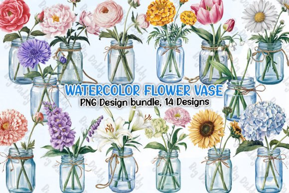 Watercolor Flower Vase Clipart PNG Review