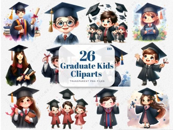 Watercolor Graduating Students Illustrations for Blogs