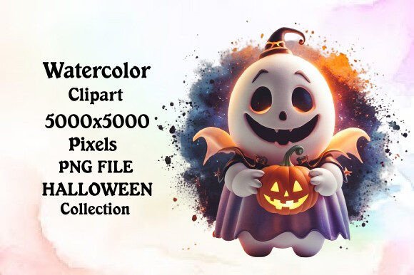 Watercolor Halloween Cute Ghost Illustrations Review