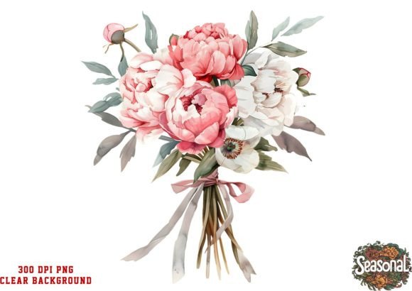 Watercolor Peonies Floral Graphics: Illustrations for Crafters
