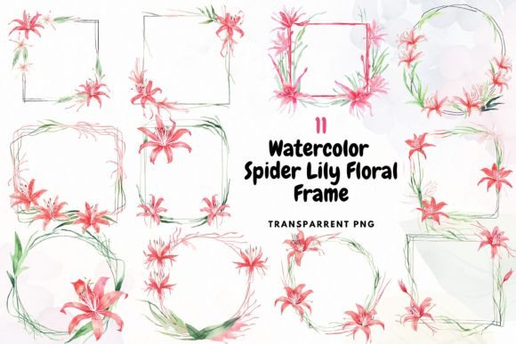 Watercolor Spider Lily Floral Frame Review