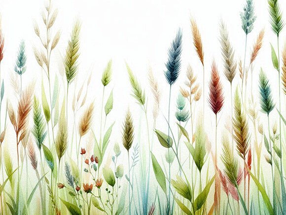 Watercolor Stylized Grass Illustrations for Branding